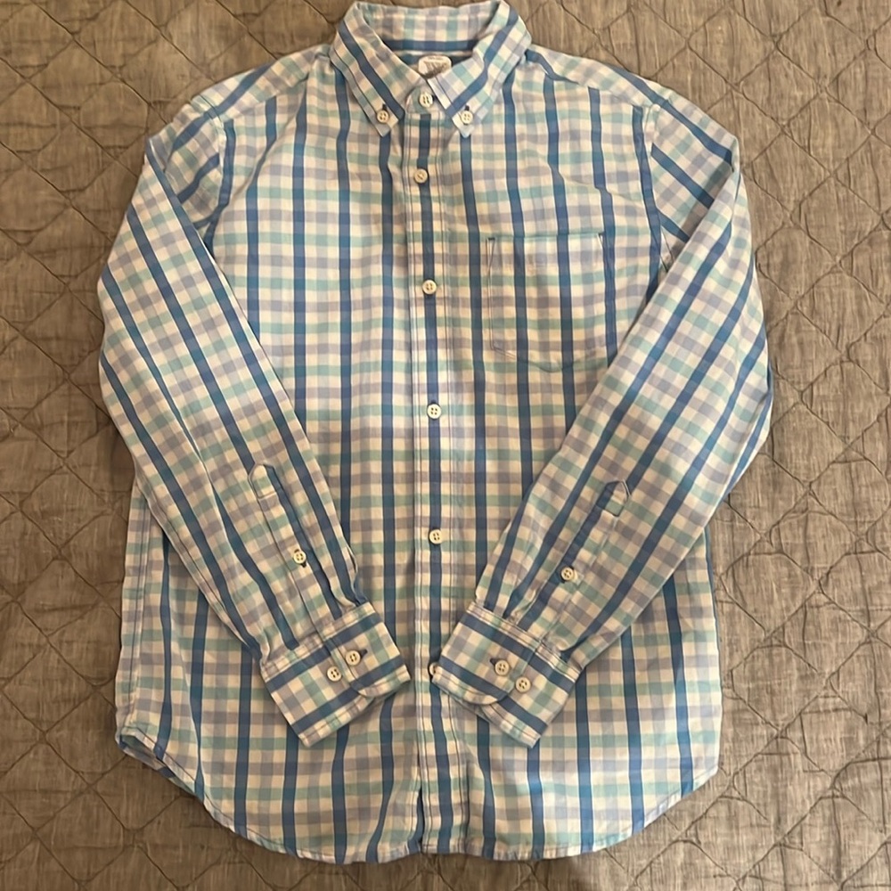 J. Crew Crewcuts Long-Sleeve Button Down - Blue Check - 100% cotton - Youth 12